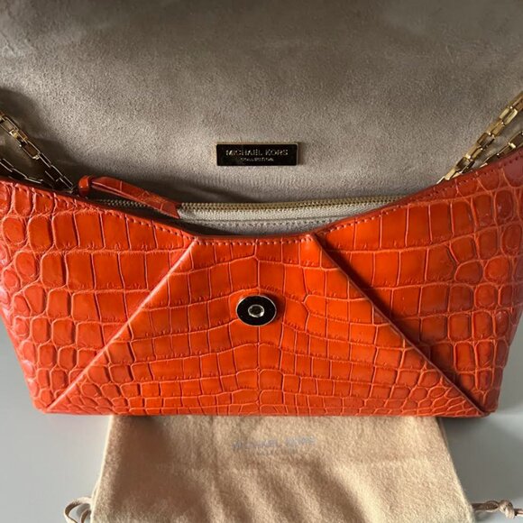 $5K MICHAEL KORS COLLECTION NILE CROCODILE CONVERT ENVELOPE CLUTCH PURSE WALLET - Picture 9 of 10